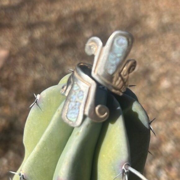 925 HECHO EN MEXICO JYG Abalone Bypass RING - Picture 2 of 9